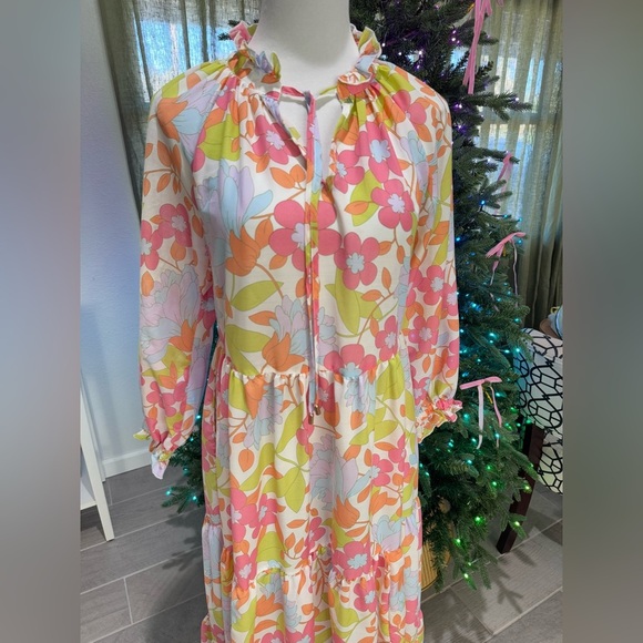 J. Marie Women’s XS Ava Mae Multicolor Floral Long Sleeve Maxi Dress - Picture 3 of 10